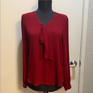 Chic Red Tie-Front Blouse
